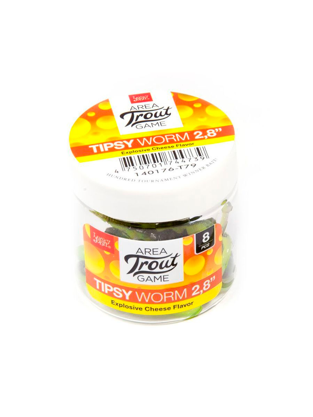 Слаги съедобные искусственные LUCKY JOHN Pro Series TIPSY WORM 2,8in (7.12)/T76 8шт.
