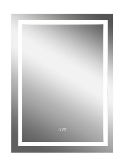 Зеркало "Verte Led" 500х700 с часами, датчиком движения
