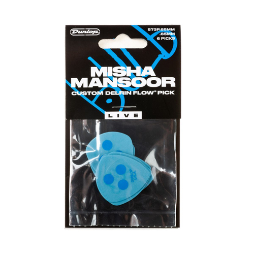 Dunlop 573P065MM Misha Mansoor Custom Delrin Flow Pick Live 6Pack медиаторы, толщина 0.65 мм, 6 шт.