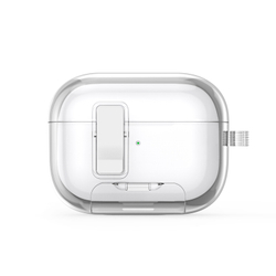 Усиленный прозрачный чехол для наушников AirPods Pro 2, Dux Ducis, серия PECR Series (встроенная подставка для смартфона)