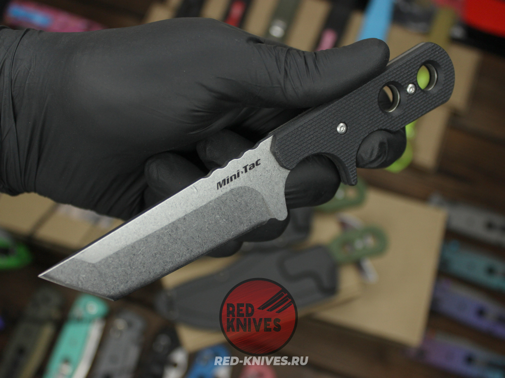 Нож Cold Steel Mini-TAC Tanto Black - черная рукоять, ножны, цепочка