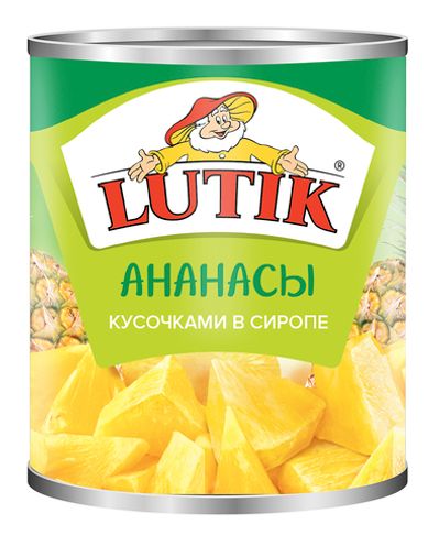 Ананас Lutik кусочками в сиропе, 850 мл.