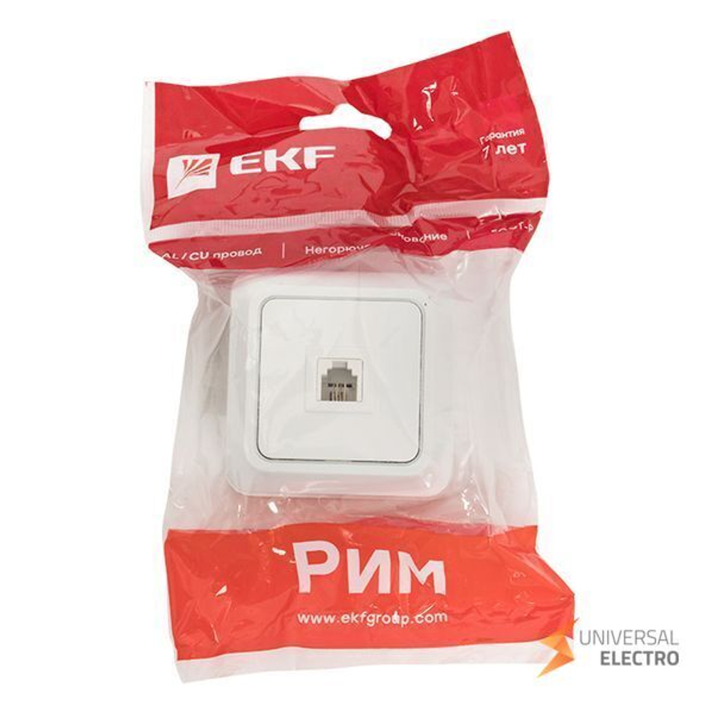 Розетка Phone 1-мест, бел, Рим EKF PROxima
