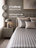 Простыня 150х210 1,5-спальный Страйп-Сатин Хлопок Полоски на синем