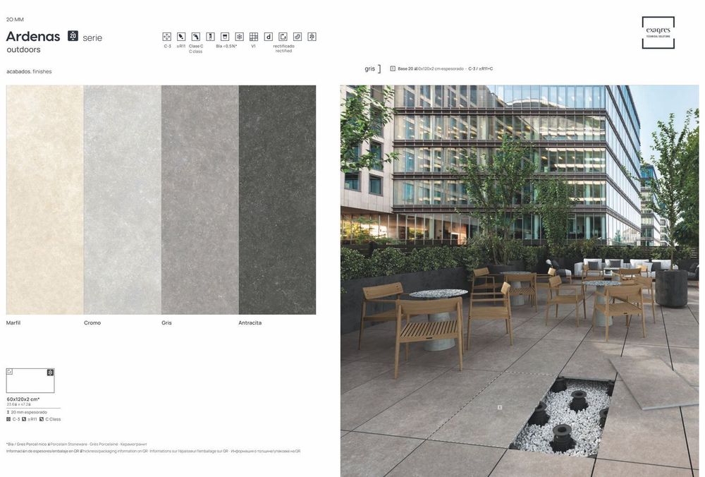 Terraslab, Ardenas Gris Base C3 600х1200х20мм 1шт/уп - керамогранит уличный