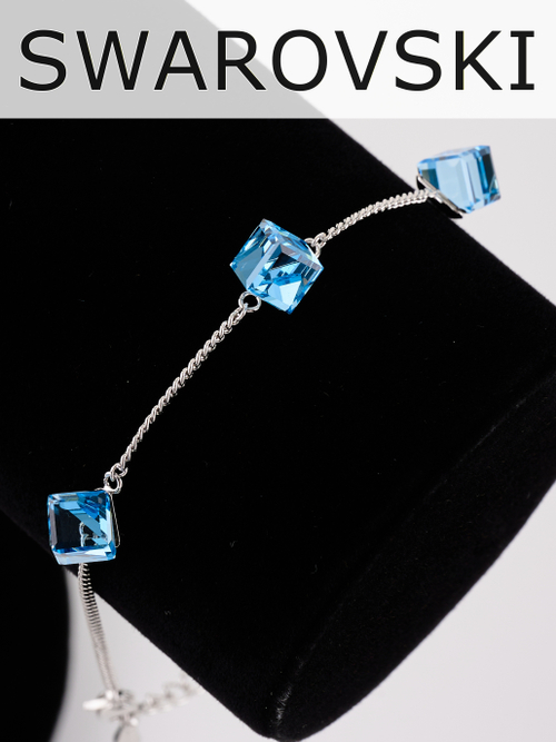 Браслет Миражи с голубыми кристаллами Swarovski