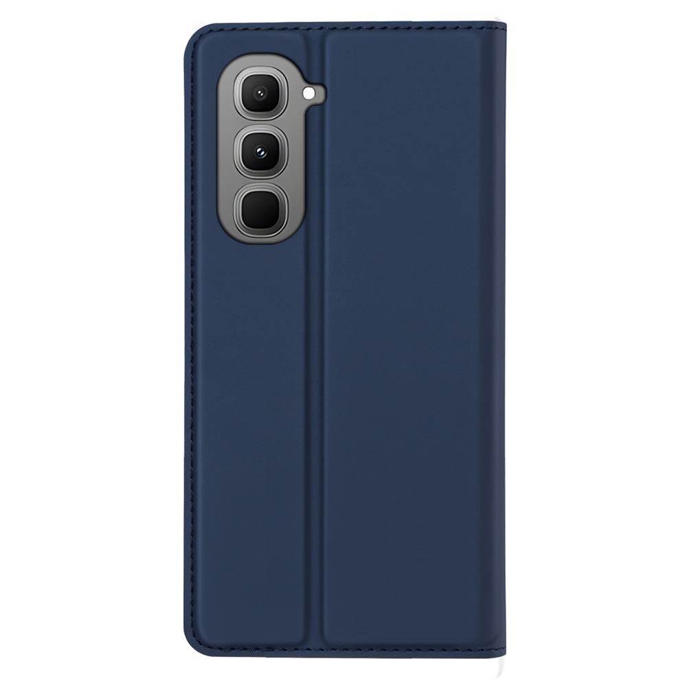 Чехол книжка из кожи синего цвета для Infinix Hot 70 Pro, серия Skin Pro Series от Dux Ducis