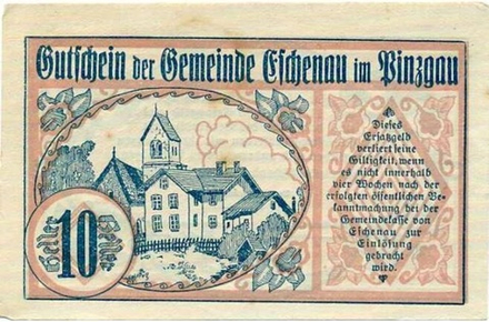 Австрия 10 геллеров 1920 Эшенау-им-Пинцгау aUNC