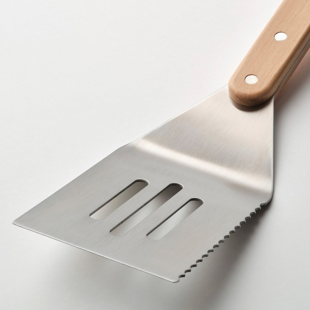 IKEA GRILLTIDER  (ИКЕА ГРИЛЛТИДЕР)  -  Набор аксессуаров для гриля, 3 предмета - нержавеющая сталь/бук