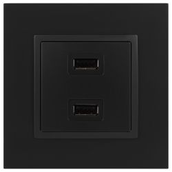 14-4110-05 ЭРА Устройство зарядное USB, 230В/5В-2100мА, IP20, Эра Elegance, антрацит | Эра Elegance