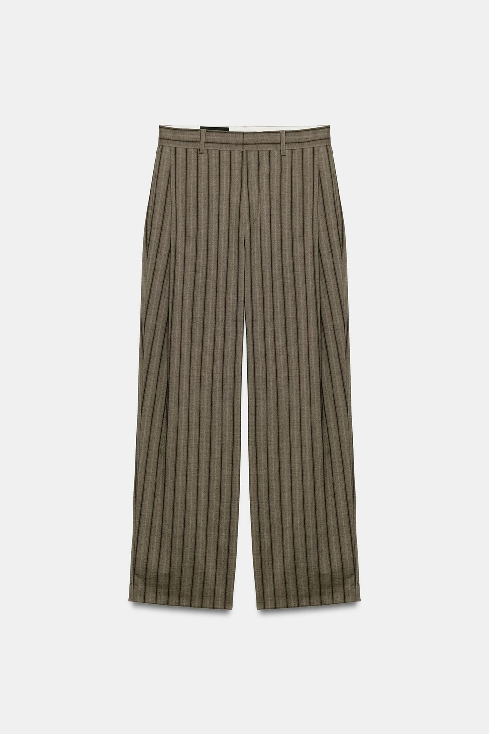 ZARA БРЮКИ СО СКЛАДКАМИ, ХАКИ МЕЛАНЖ