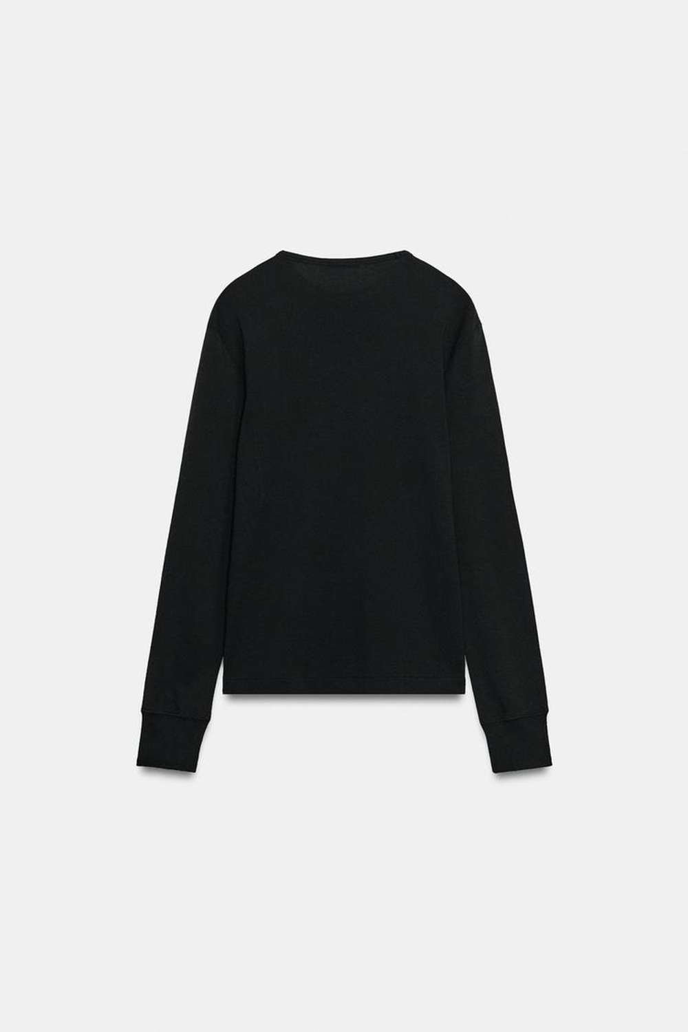 ZARA ФУТБОЛКА С ДЛИННЫМИ РУКАВАМИ, ЧЕРНЫЙ
