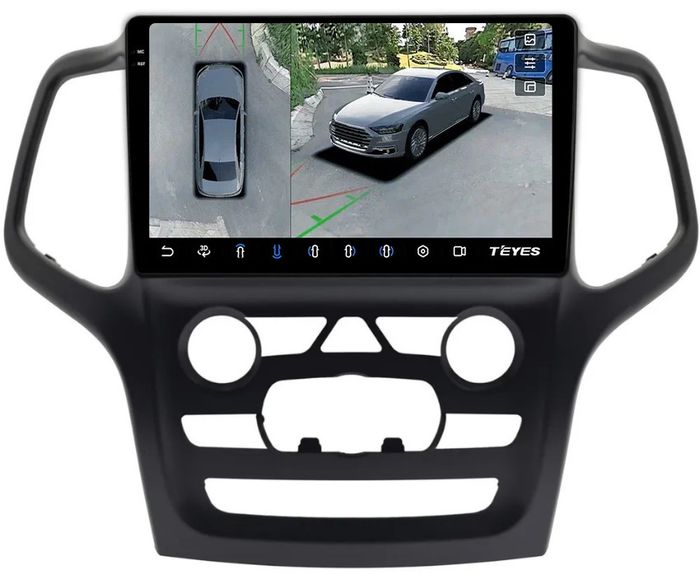 Магнитола для Jeep Grand Cherokee WK2 2013-2021 (взамен 5" экрана) - Teyes CC3-2K-360 на Android 10, Быстрая, 2K QLED, CarPlay, 4G SIM-слот, 4 камеры в комплекте
