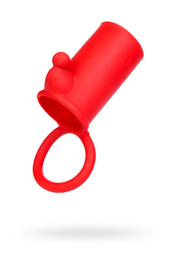 Насадка на пенис Black & Red by TOYFA, со стимуляцией клитора, силикон, красная, 11 см