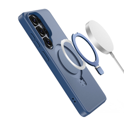 Чехол темно-синего цвета с MagSafe для Samsung Galaxy S26 Ultra, серия Yind Series Case от Dux Ducis (версия с магнитной откидной подставкой)