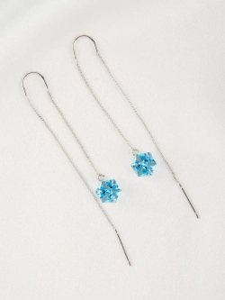 Серьги-протяжки Миражи с голубыми кубиками Swarovski