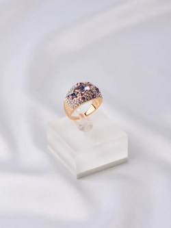Кольцо Звездное небо с фиолетовыми кристаллами Swarovski