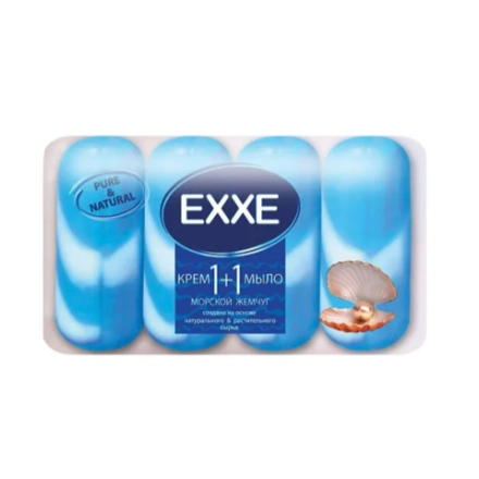Туалетное крем-мыло "EXXE" 1+1 "Морской жемчуг" 4шт*90г (СИНЕЕ)