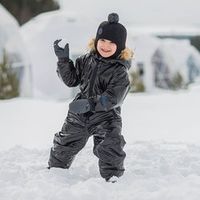 Шлем зимний из смесовой шерсти с помпоном "Уголь"