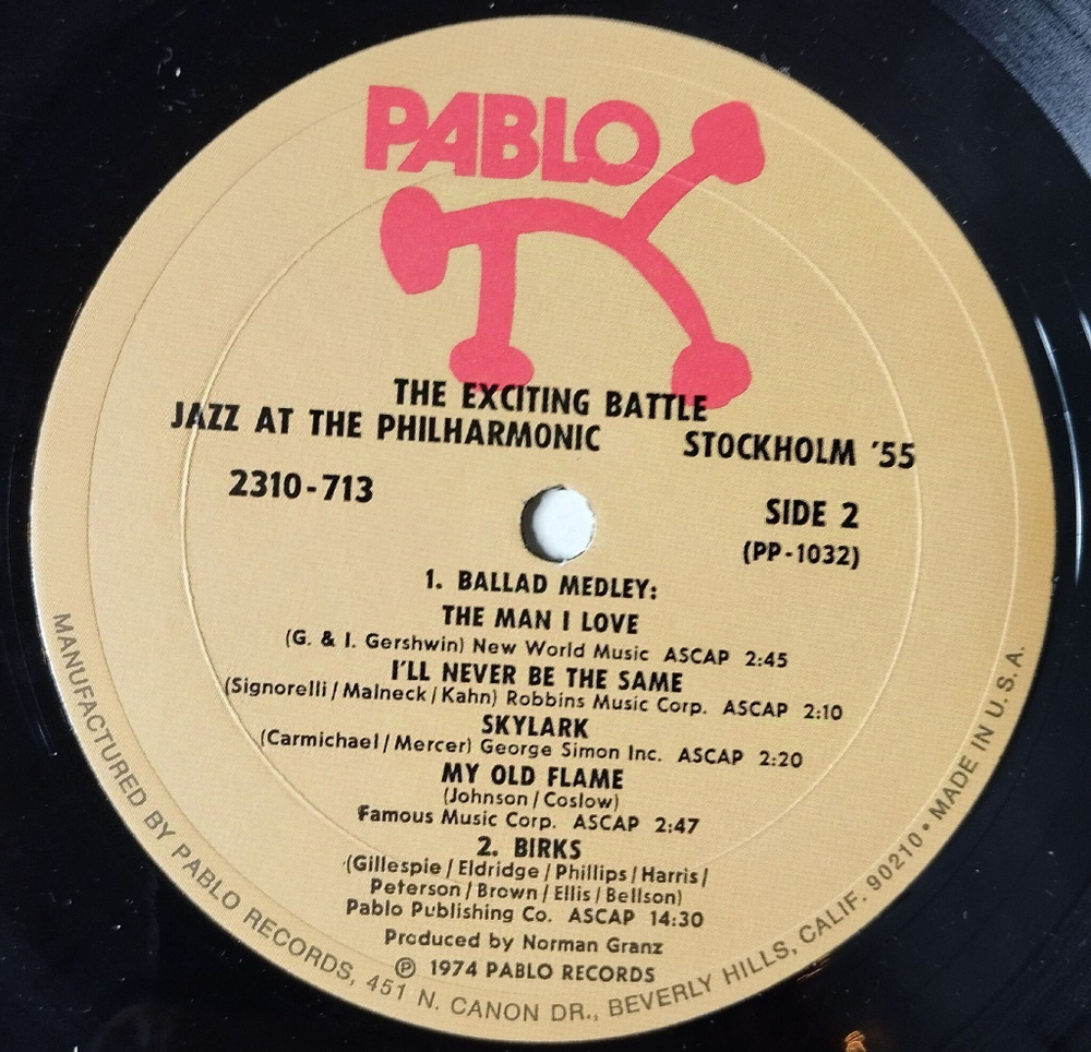 Винтажная виниловая пластинка LP The Exciting Battle J.A.T.P. Stockholm 55 (USA 1974)