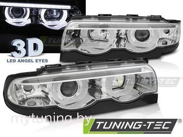 Передние фары 3D Angel Eyes для BMW 7 E38 (94-01) хромированные