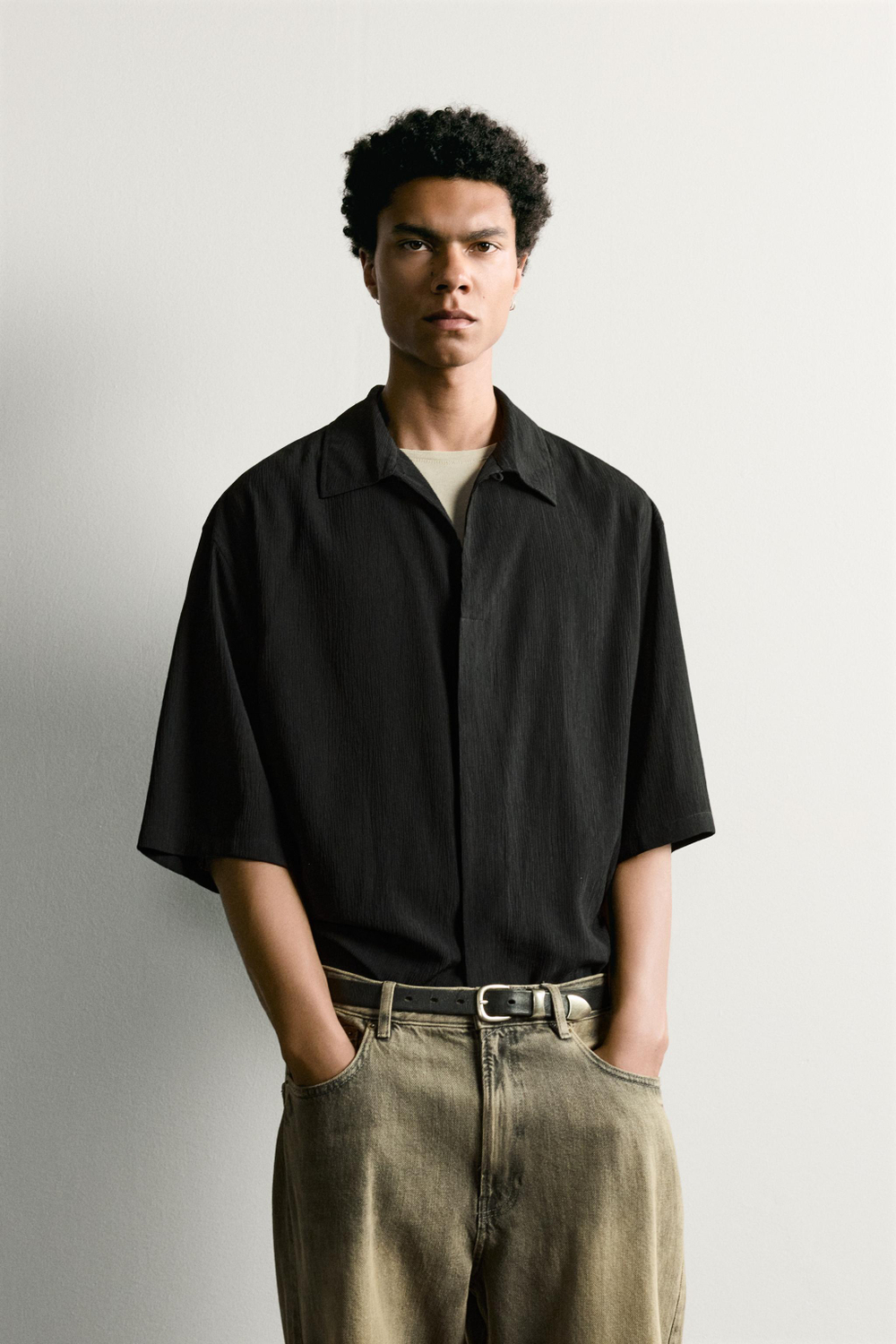 РУБАШКА BOXY FIT ИЗ РЕЛЬЕФНОЙ ТКАНИ — ZARA