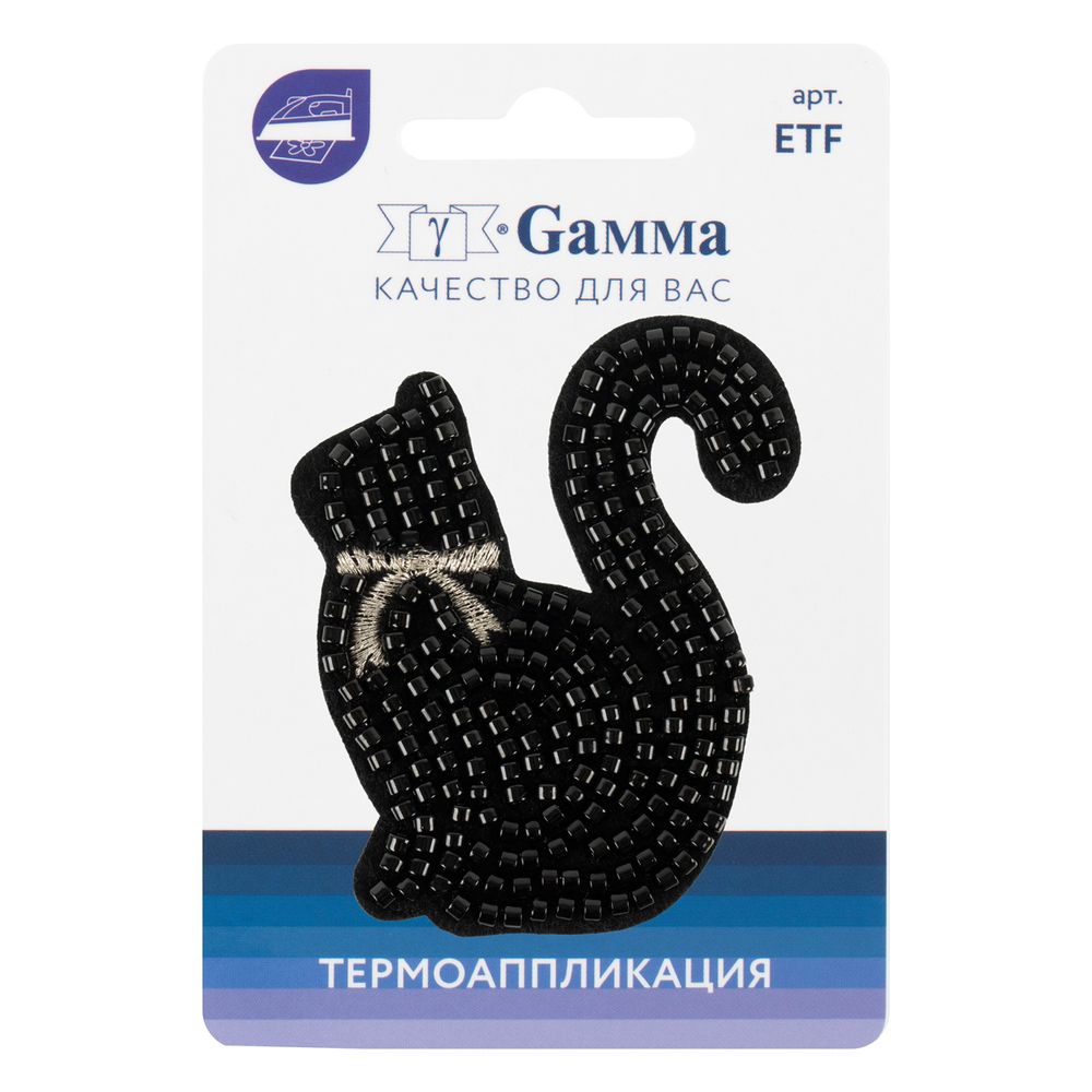 Аппликация термоклеевая "Кошка с бисером" 5х6 см, № 07, 1 шт, 02-701, Gamma ETF