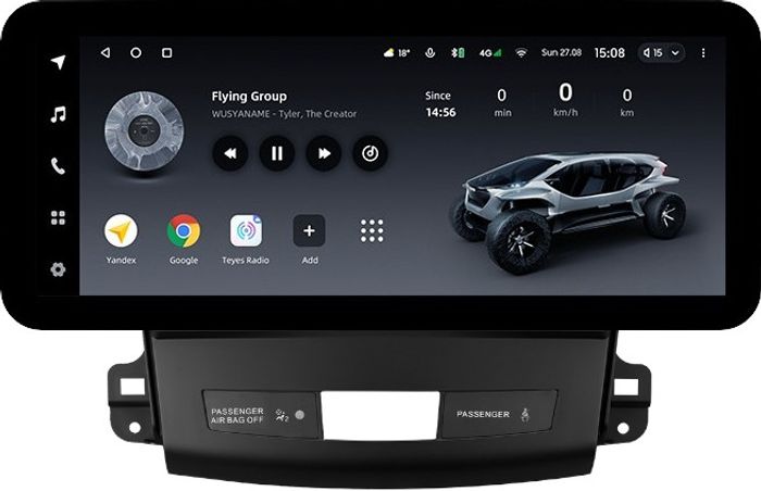Магнитола для Mitsubishi Outlander XL, Peugeot 4007, Citroen C-Crosser (Rockford, рамка гладкая) - Teyes LUX ONE ROUND монитор 12.3" 2K QLED на Android 10, Быстрая, CarPlay, 4G SIM-слот