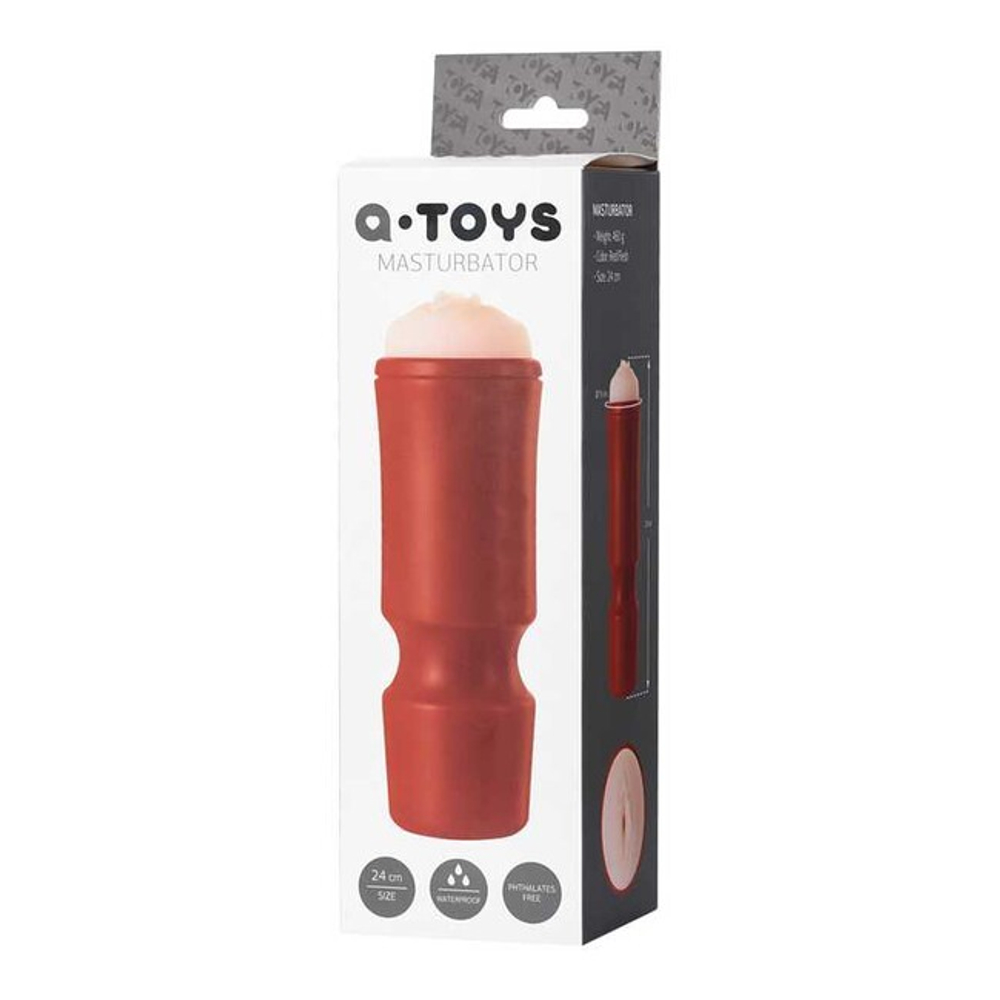 Мастурбатор-вагина в колбе Toyfa A-Toys (Цвет: телесный с красным)