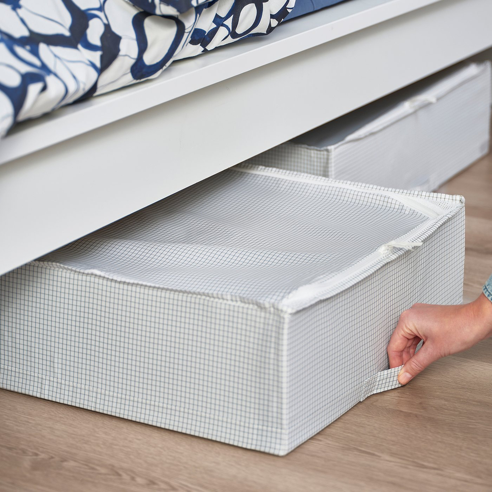 IKEA STUK  (ИКЕА СТУК)  -  Кофр для одежды/белья - белый/чёрный 51x51x18 см