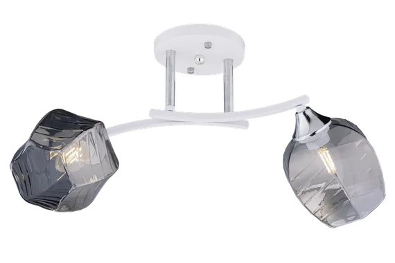 Люстра потолочная Rilon 3773/2 WT+CH, 2×40 Вт, хромированная и белая