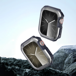 Чехол-бампер с темно-синими вставками от Dux Ducis для часов Apple Watch 44мм для моделей 4, 5, 6 и SE, серия Tamo Series Case