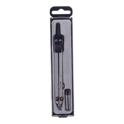 Циркуль металлический с запасными грифелями, пластиковый футляр