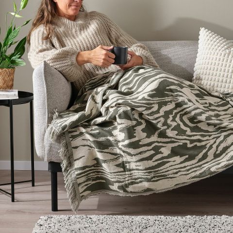 Плед IKEA TANDMOTT (ТАНДМОТТ), Хаки, 130х170 см