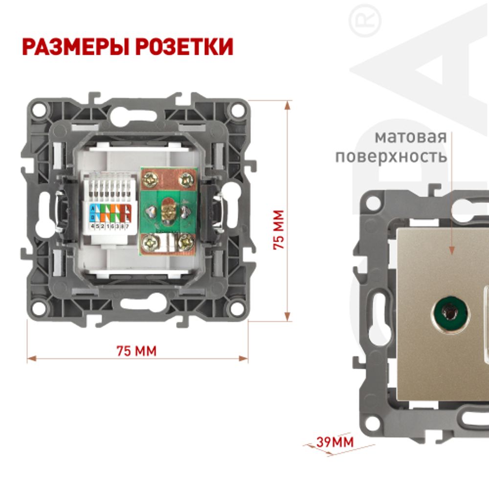 Розетка ЭРА Серия 12 12-3110-04 комбинированная RJ45+TV IP20 шампань | Эра 12