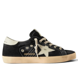 Women’s Super Star in black suede with white leather star and heel tab