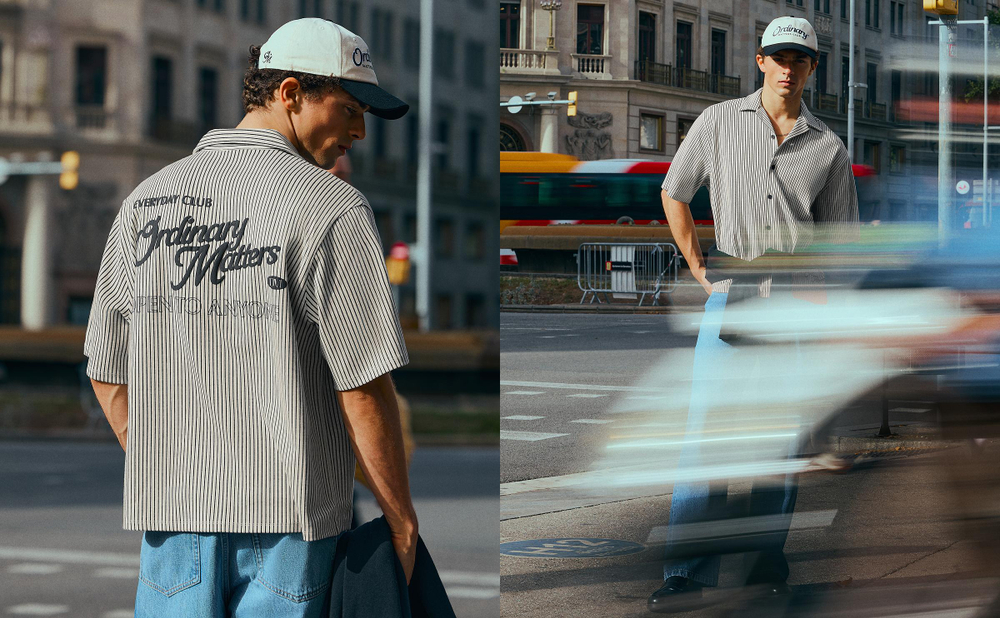 Мужская рубашка boxy fit с коротким рукавом и принтом, арт. 2661/218 - BERSHKA