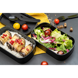 Ланч-бокс с приборами 1л Smart Solutions Food Time черный