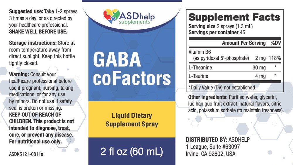 Gaba co factors spray tonic — этикетка (Supplement Facts)