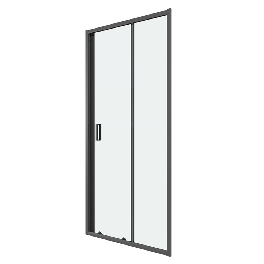 Дверь в нишу Niagara Eco NG-651-9AB (90х190) черный,стекло прозрачное,1 место