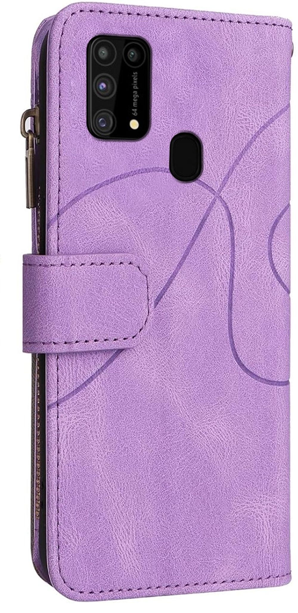Дизайнерский чехол-книжка из кожи для SAMSUNG M31 / M21S / F41 с кошельком, 5 слотами для карт и подставкой