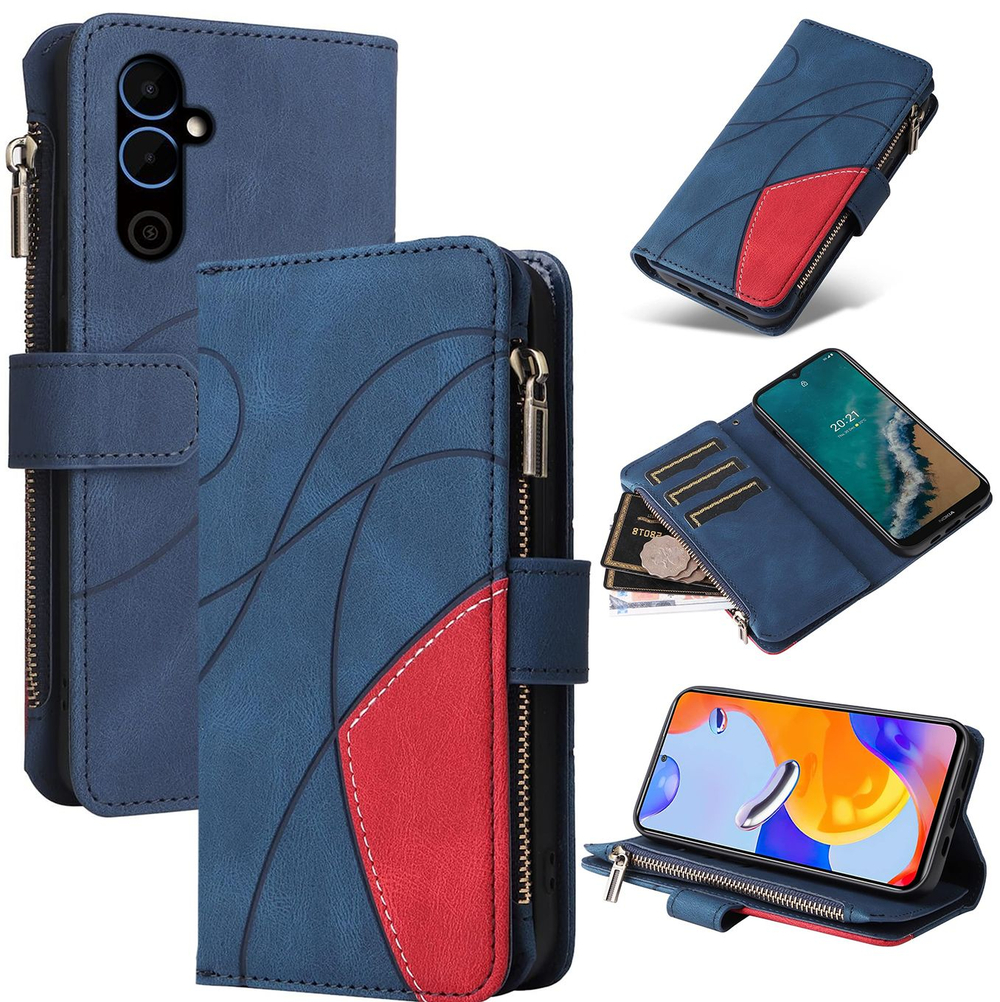 Дизайнерский чехол-книжка из кожи для TECNO POVA NEO 2 с кошельком, 5 слотами для карт и подставкой