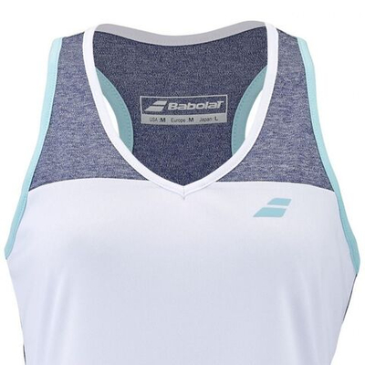 Женский топ теннисный Babolat Play Tank Top Woman - white/blue heather