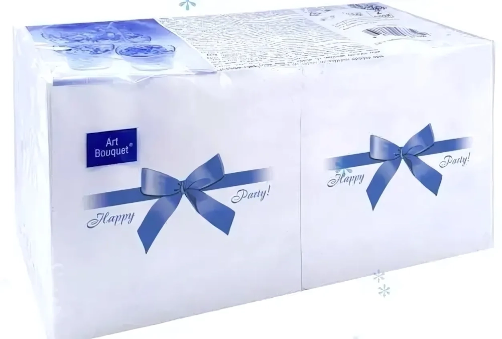 Салфетки бумажные 20*20 ART BOUQUET, 2 сл., 250л, Подарок синий