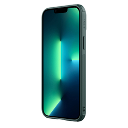 Текстурный чехол зеленого цвета (Dark Green) для iPhone 13 Pro Max от Nillkin, серия Textured Case S (покрытие нейлонового волокна), полуавтоматическая механизм сдвижной шторки