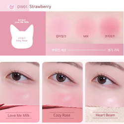 Палетка для сияния кожи кремовые румяна+хайлайтер Black Rouge Dewy Whip Cheek And Beam #DW01 Strawberry, 11.5г