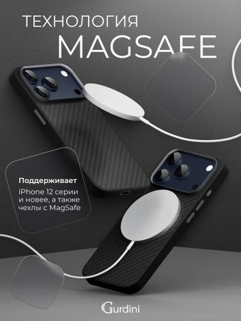 Чехол защитный для iPhone 17 Pro / 18 Pro 6.3" Gurdini Kevlar Case Черный