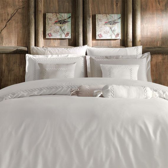 Постельное белье CATENA NAKISLI бежевый  deluxe TIVOLYO HOME Турция