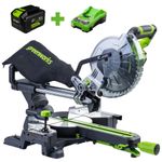 Торцовочная пила акк. Greenworks GD24MS216, 24V, б/щ, 4800 об/мин, 216x30мм,рез 65х310мм,c 1х8Ач и быстрым ЗУ(1501707UH)