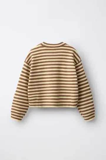 ZARA СВИТЕР В ПОЛОСКУ, КОРИЧНЕВЫЙ